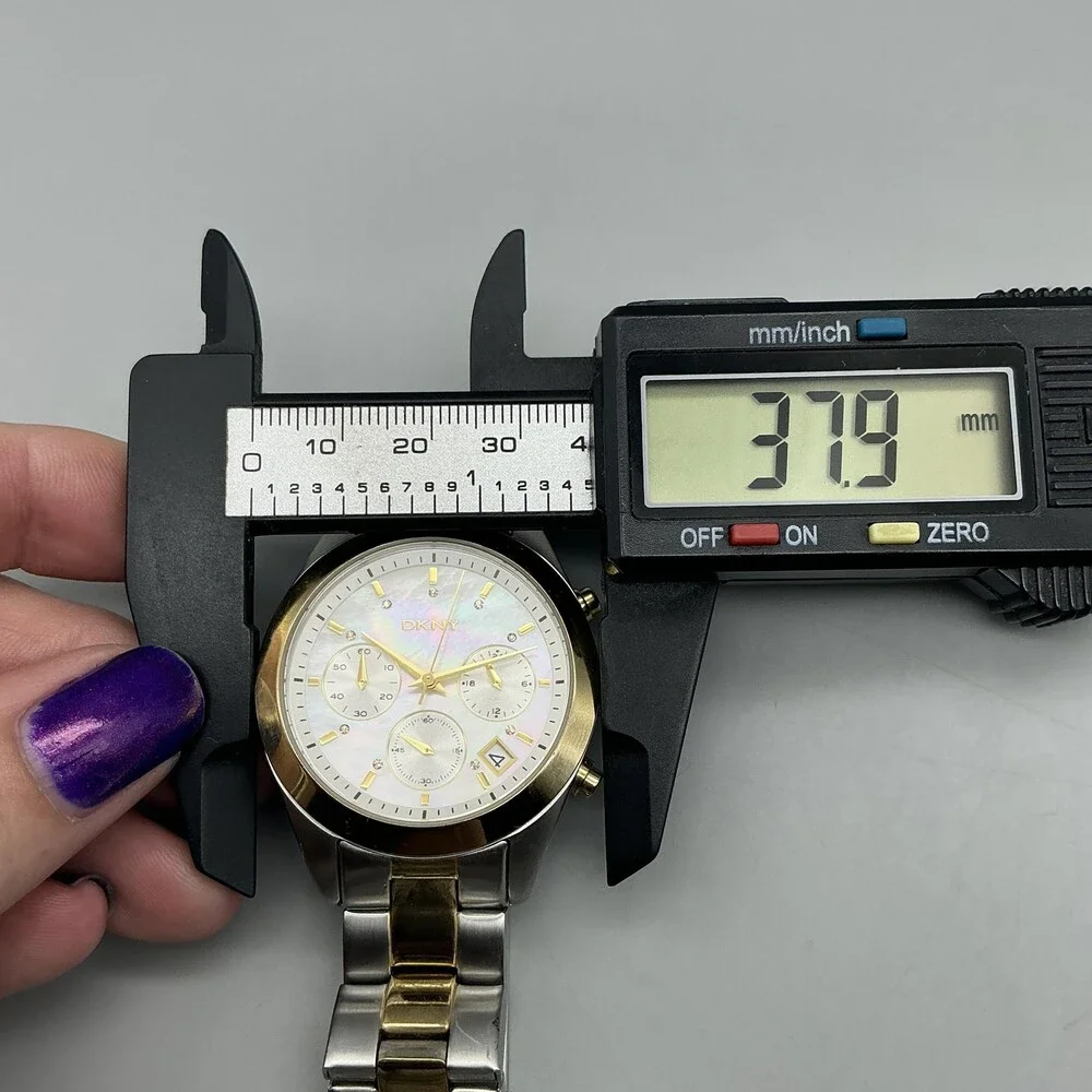 DKNY NY-8607 Womens Watch 38mm White MOP Dial Chronograph Date New Battery 7